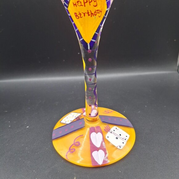 Hand-Painted Lolita Birthday Girl Hand-Painted Martini Glass Colorful Design - Picture 2 of 8